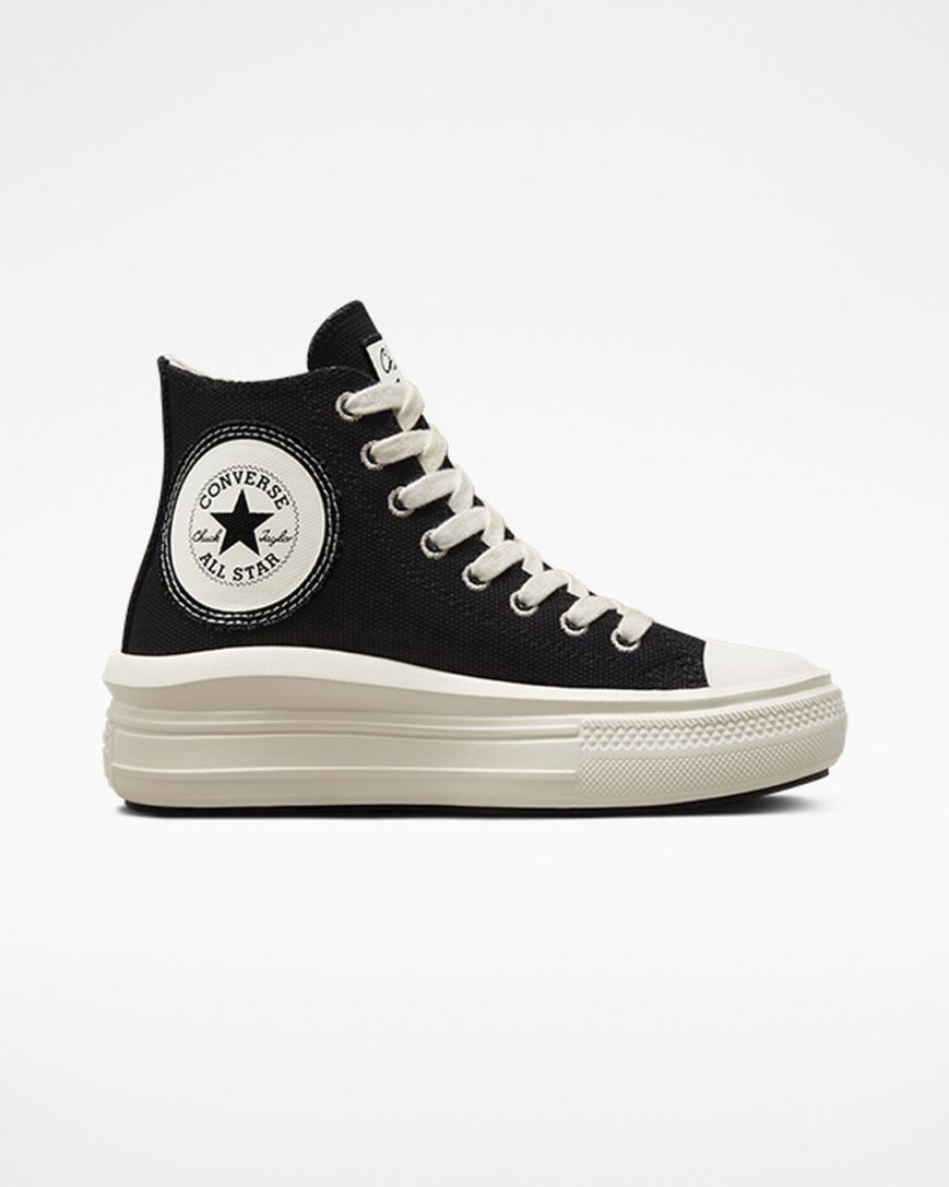 Topanky Na Platforme Converse Chuck Taylor All Star Move Oversized Patch Vysoke Damske Čierne Béžové Biele | SK MPHFU1